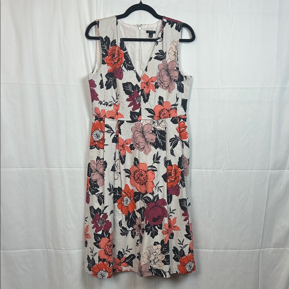 Ann Taylor Floral Midi Dress - Burgundy, Peach, Dusty Rose, and Black